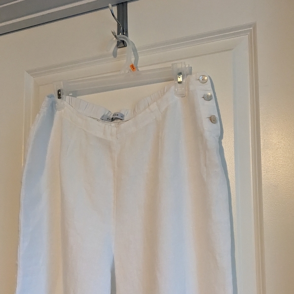 Cut Loose Laggenlook Linen Cropped Wide Leg Pants Size L White. - Picture 8 of 16